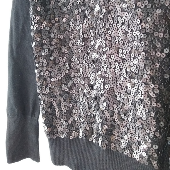 Express Black Sequin Embellished Lightweight Party Pullover Sweater Holiday Glam - Picture 10 of 16